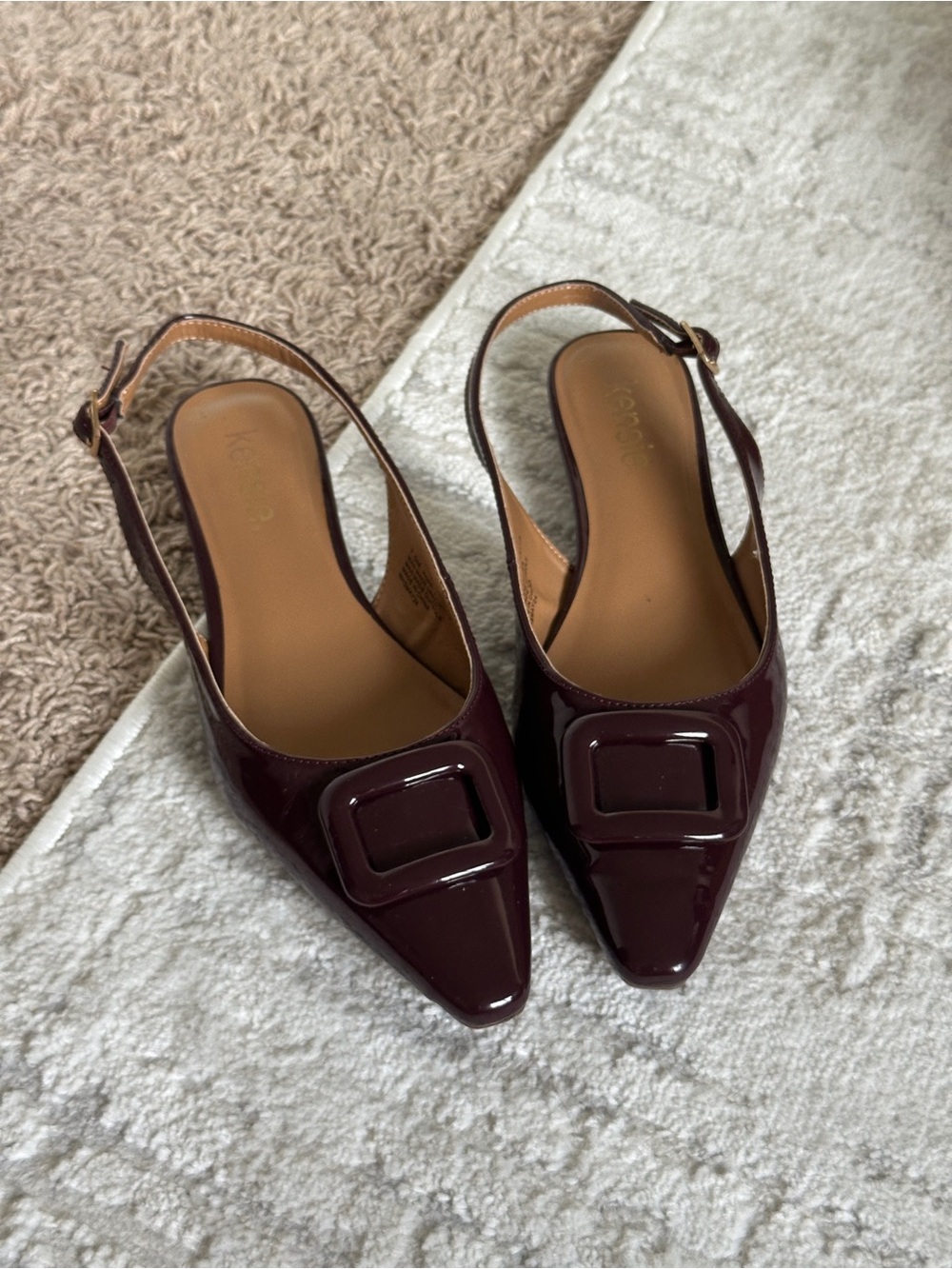 Women's Burgundy Patent Slingback Pumps with Buckle